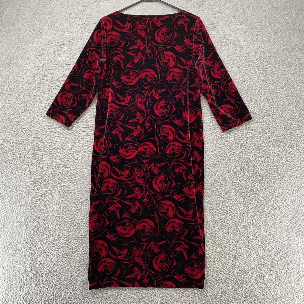 Chicos Travelers Dress Womens 4/6 Red Rose Velvet Sheath‎ Midi Party Cocktail 0 - Picture 12 of 15